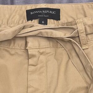 Banana Republic Chino Pant Women 6 Khaki Excellent Tie Waist Straight Leg Cotton